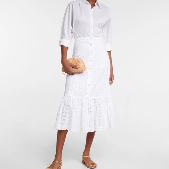 CAROLINE CONSTAS Raya broderie anglaise midi skirt